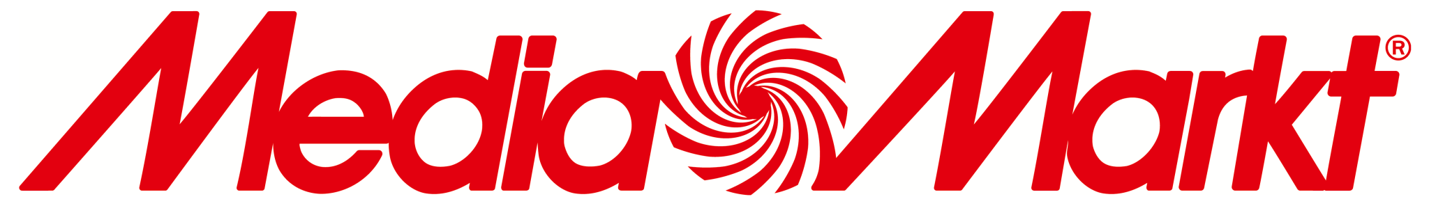 MediaMarkt logo in red with a spiral emblem between 'Media' and 'Markt'.