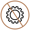 Disabled settings icon: a gear inside a circled slash indicating settings are unavailable